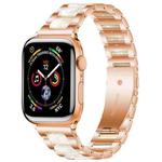 For Apple Watch 38 / 40 / 41 / S10 42mm xDfind Three Beads Metal Resin Watch Band(Rose Gold White)