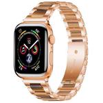 For Apple Watch 38 / 40 / 41 / S10 42mm xDfind Three Beads Metal Resin Watch Band(Rose Gold Brown)