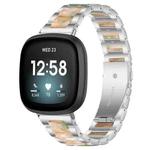 For Fitbit Versa 4 / 3 / Sense 2 / Sense xDfind Three Beads Metal Resin Watch Band(Silver Green)