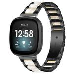 For Fitbit Versa 4 / 3 / Sense 2 / Sense xDfind Three Beads Metal Resin Watch Band(Black White)
