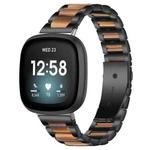 For Fitbit Versa 4 / 3 / Sense 2 / Sense xDfind Three Beads Metal Resin Watch Band(Black Brown)