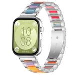 For Huawei Watch Fit4 / Fit4 Pro / Fit3 xDfind Three Beads Metal Resin Watch Band(Silver Rainbow)