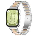 For Huawei Watch Fit4 / Fit4 Pro / Fit3 xDfind Three Beads Metal Resin Watch Band(Silver Green)