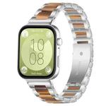 For Huawei Watch Fit4 / Fit4 Pro / Fit3 xDfind Three Beads Metal Resin Watch Band(Silver Brown)