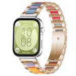 For Huawei Watch Fit4 / Fit4 Pro / Fit3 xDfind Three Beads Metal Resin Watch Band(Rose Gold Rainbow)