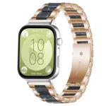 For Huawei Watch Fit4 / Fit4 Pro / Fit3 xDfind Three Beads Metal Resin Watch Band(Rose Gold Blue)