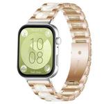 For Huawei Watch Fit4 / Fit4 Pro / Fit3 xDfind Three Beads Metal Resin Watch Band(Rose Gold White)