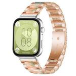 For Huawei Watch Fit4 / Fit4 Pro / Fit3 xDfind Three Beads Metal Resin Watch Band(Rose Gold Green)