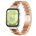 For Huawei Watch Fit4 / Fit4 Pro / Fit3 xDfind Three Beads Metal Resin Watch Band(Rose Gold Brown)