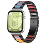 For Huawei Watch Fit4 / Fit4 Pro / Fit3 xDfind Three Beads Metal Resin Watch Band(Black Rainbow)