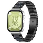 For Huawei Watch Fit4 / Fit4 Pro / Fit3 xDfind Three Beads Metal Resin Watch Band(Black Blue)