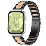 For Huawei Watch Fit4 / Fit4 Pro / Fit3 xDfind Three Beads Metal Resin Watch Band(Black Green)