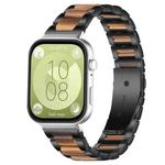 For Huawei Watch Fit4 / Fit4 Pro / Fit3 xDfind Three Beads Metal Resin Watch Band(Black Brown)