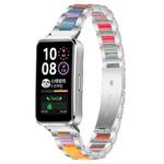 For Huawei Band 10 / 9 / 8 xDfind Three Beads Metal Resin Watch Band(Silver Rainbow)