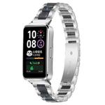 For Huawei Band 10 / 9 / 8 xDfind Three Beads Metal Resin Watch Band(Silver Blue)