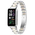 For Huawei Band 10 / 9 / 8 xDfind Three Beads Metal Resin Watch Band(Silver White)