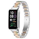 For Huawei Band 10 / 9 / 8 xDfind Three Beads Metal Resin Watch Band(Silver Green)
