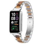 For Huawei Band 10 / 9 / 8 xDfind Three Beads Metal Resin Watch Band(Silver Brown)