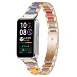 For Huawei Band 10 / 9 / 8 xDfind Three Beads Metal Resin Watch Band(Rose Gold Rainbow)