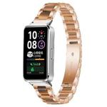 For Huawei Band 10 / 9 / 8 xDfind Three Beads Metal Resin Watch Band(Rose Gold Brown)
