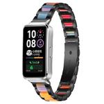 For Huawei Band 10 / 9 / 8 xDfind Three Beads Metal Resin Watch Band(Black Rainbow)