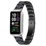 For Huawei Band 10 / 9 / 8 xDfind Three Beads Metal Resin Watch Band(Black Blue)