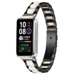 For Huawei Band 10 / 9 / 8 xDfind Three Beads Metal Resin Watch Band(Black White)