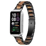 For Huawei Band 10 / 9 / 8 xDfind Three Beads Metal Resin Watch Band(Black Brown)