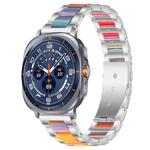 For Samsung Galaxy Watch Ultra/Ultra 2025 xDfind Three Beads Metal Resin Watch Band(Silver Rainbow)