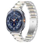 For Samsung Galaxy Watch Ultra/Ultra 2025 xDfind Three Beads Metal Resin Watch Band(Silver White)