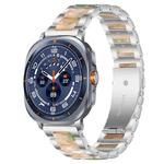 For Samsung Galaxy Watch Ultra/Ultra 2025 xDfind Three Beads Metal Resin Watch Band(Silver Green)