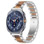 For Samsung Galaxy Watch Ultra/Ultra 2025 xDfind Three Beads Metal Resin Watch Band(Silver Brown)