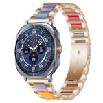 For Samsung Galaxy Watch Ultra/Ultra 2025 xDfind Three Beads Metal Resin Watch Band(Rose Gold Rainbow)
