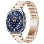 For Samsung Galaxy Watch Ultra/Ultra 2025 xDfind Three Beads Metal Resin Watch Band(Rose Gold White)