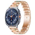 For Samsung Galaxy Watch Ultra/Ultra 2025 xDfind Three Beads Metal Resin Watch Band(Rose Gold Green)