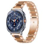 For Samsung Galaxy Watch Ultra/Ultra 2025 xDfind Three Beads Metal Resin Watch Band(Rose Gold Brown)