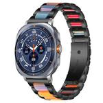 For Samsung Galaxy Watch Ultra/Ultra 2025 xDfind Three Beads Metal Resin Watch Band(Black Rainbow)
