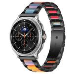 For Samsung Galaxy Watch8 / 8 Classic xDfind Three Beads Metal Resin Watch Band(Black Rainbow)