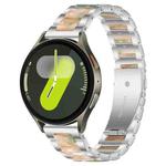 For Samsung Galaxy Watch 7 / 6 / 5 / FE xDfind Three Beads Metal Resin Watch Band(Silver Green)