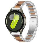 For Samsung Galaxy Watch 7 / 6 / 5 / FE xDfind Three Beads Metal Resin Watch Band(Silver Brown)
