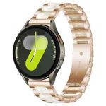 For Samsung Galaxy Watch 7 / 6 / 5 / FE xDfind Three Beads Metal Resin Watch Band(Rose Gold White)