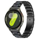 For Samsung Galaxy Watch 7 / 6 / 5 / FE xDfind Three Beads Metal Resin Watch Band(Black Blue)