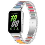 For Samsung Galaxy Fit3 SM-R390 xDfind Three Beads Metal Resin Watch Band(Silver Rainbow)