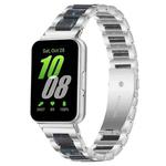 For Samsung Galaxy Fit3 SM-R390 xDfind Three Beads Metal Resin Watch Band(Silver Blue)