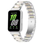 For Samsung Galaxy Fit3 SM-R390 xDfind Three Beads Metal Resin Watch Band(Silver White)