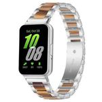 For Samsung Galaxy Fit3 SM-R390 xDfind Three Beads Metal Resin Watch Band(Silver Brown)