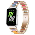 For Samsung Galaxy Fit3 SM-R390 xDfind Three Beads Metal Resin Watch Band(Rose Gold Rainbow)