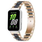 For Samsung Galaxy Fit3 SM-R390 xDfind Three Beads Metal Resin Watch Band(Rose Gold Blue)