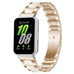 For Samsung Galaxy Fit3 SM-R390 xDfind Three Beads Metal Resin Watch Band(Rose Gold White)
