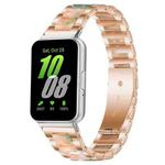 For Samsung Galaxy Fit3 SM-R390 xDfind Three Beads Metal Resin Watch Band(Rose Gold Green)